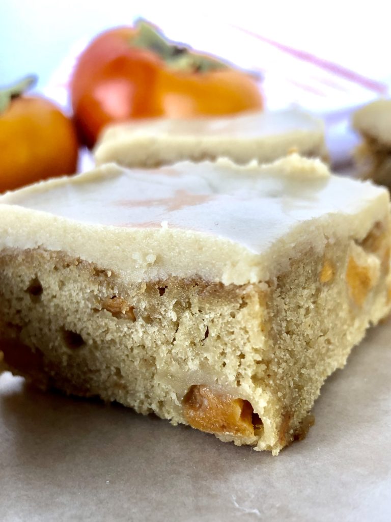 Persimmon Blondies with Brown Sugar Icing - It Started With Toast